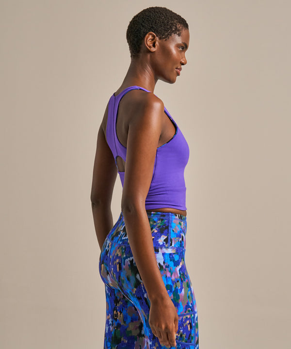Reversible Enduro Crop Top - (Electric Violet / Tranquility Print)
