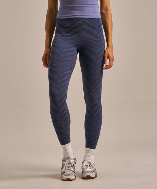 Soft navy zebra print activewear leggings.