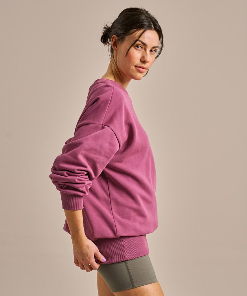 Longline Pleated Back Sweatshirt - Smokey Burgundy
