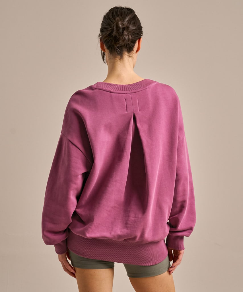 Longline Pleated Back Sweatshirt - Smokey Burgundy