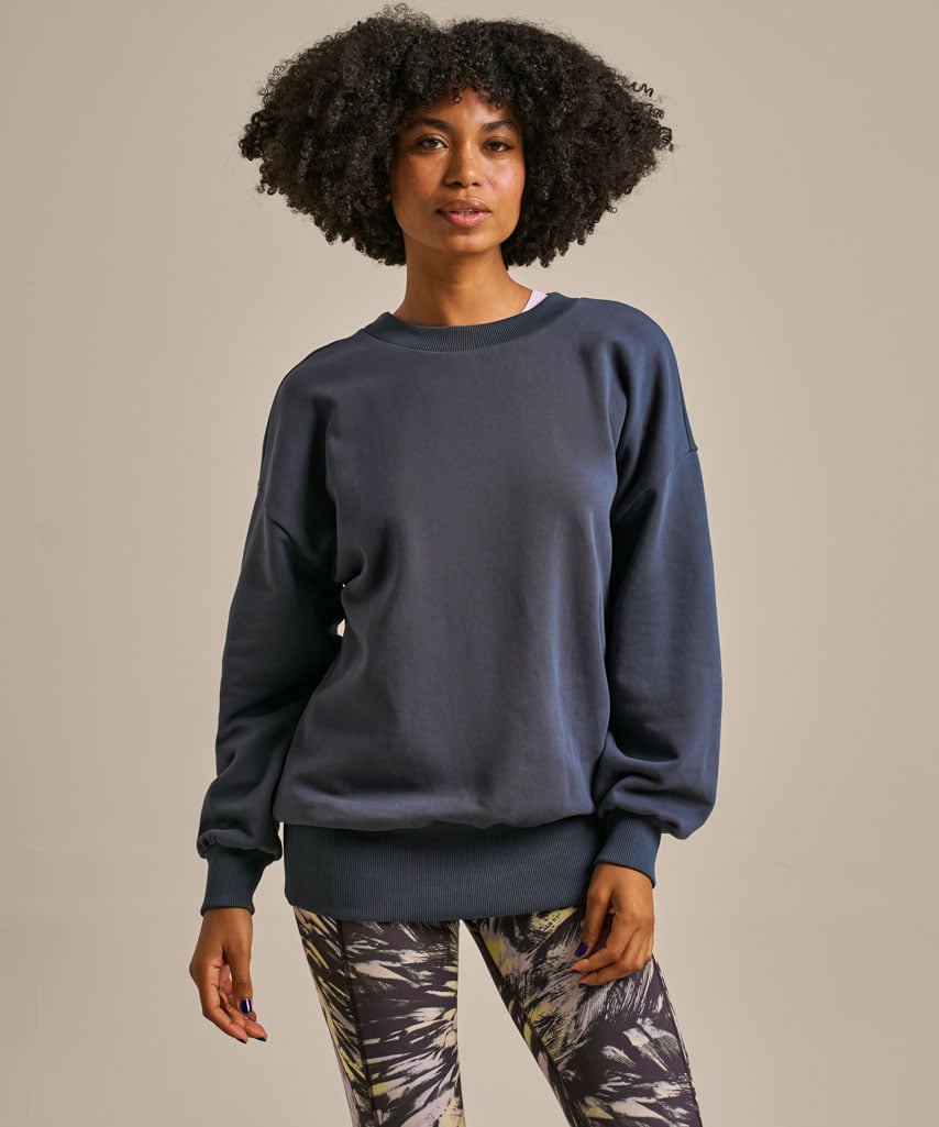 Longline Pleated Back Sweatshirt - Storm Navy