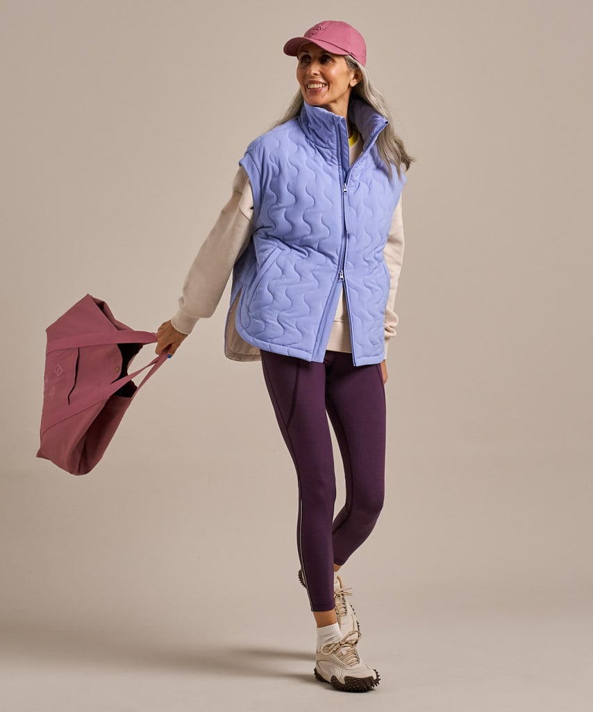 Smoky lavender recycled polyester gilet.