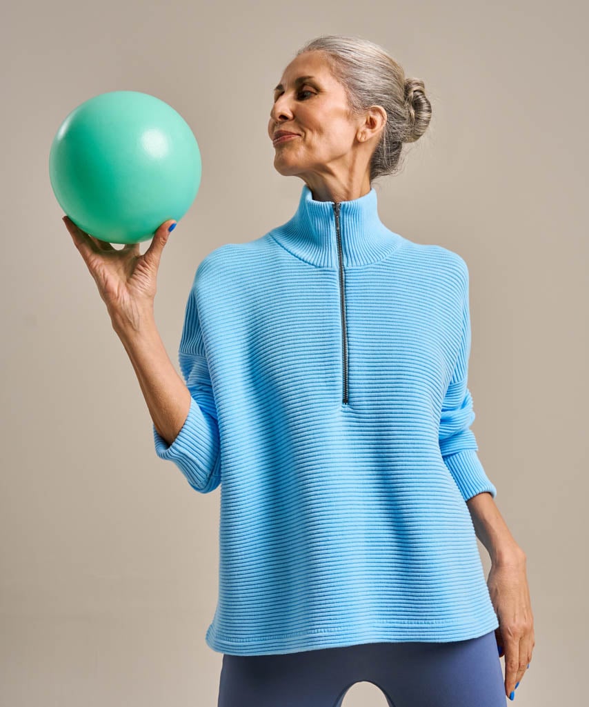 Ribbed Half Zip Jumper - Dawn Blue