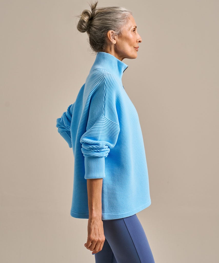 Ribbed Half Zip Jumper - Dawn Blue