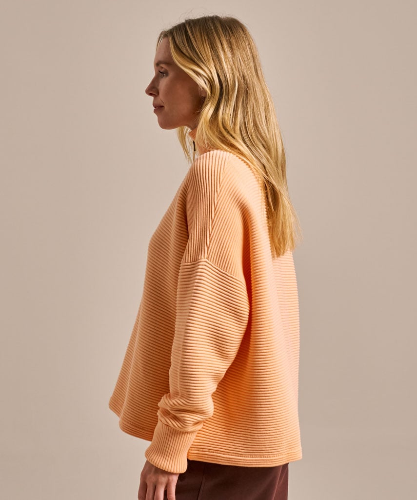 Ribbed Half Zip Jumper - Soft Apricot