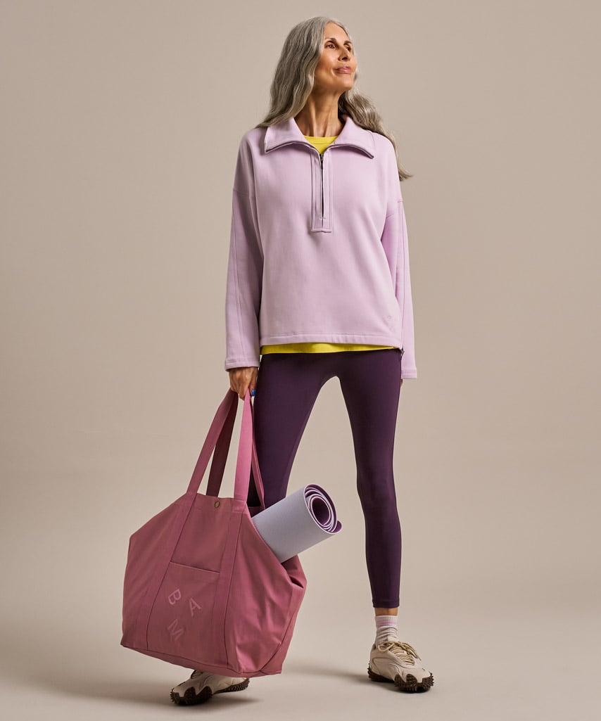 Funnel Neck Easy Zip Sweatshirt - Lavender Blush