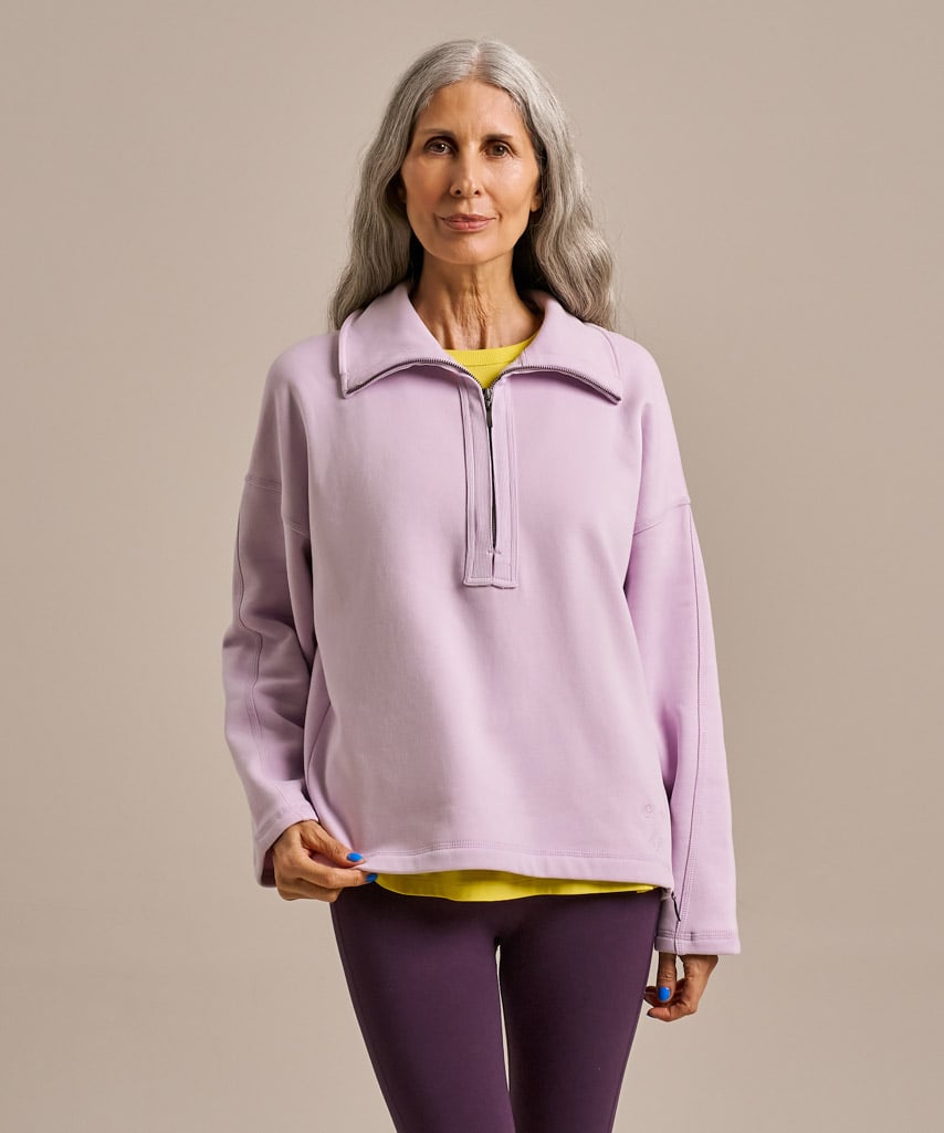 Funnel Neck Easy Zip Sweatshirt - Lavender Blush
