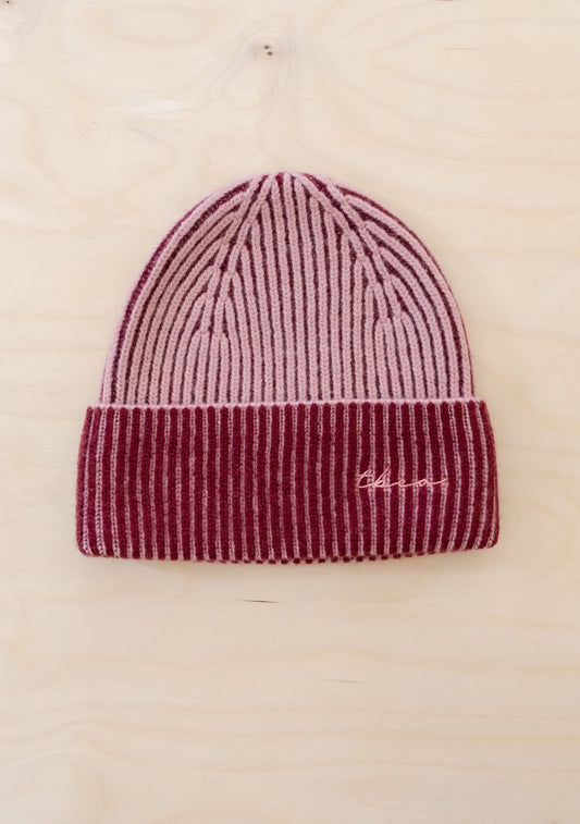 Cashmere and Merino Beanie - Two Tone Pink