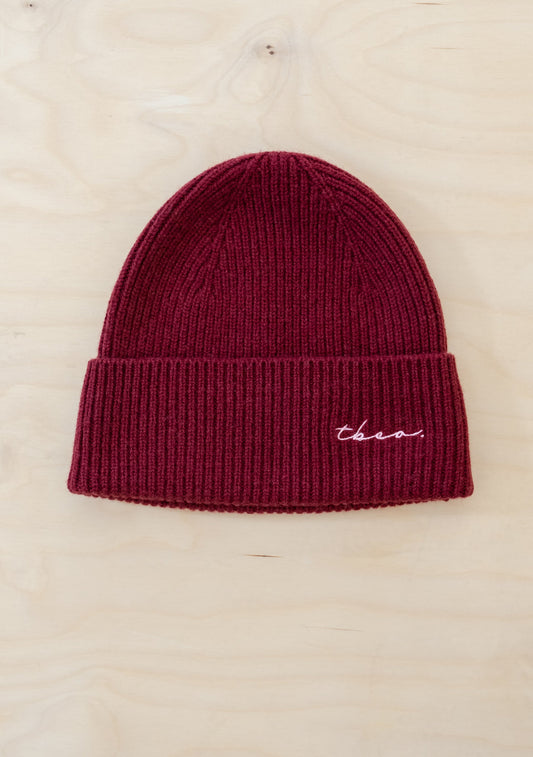 Cashmere and Merino Beanie - Burgundy