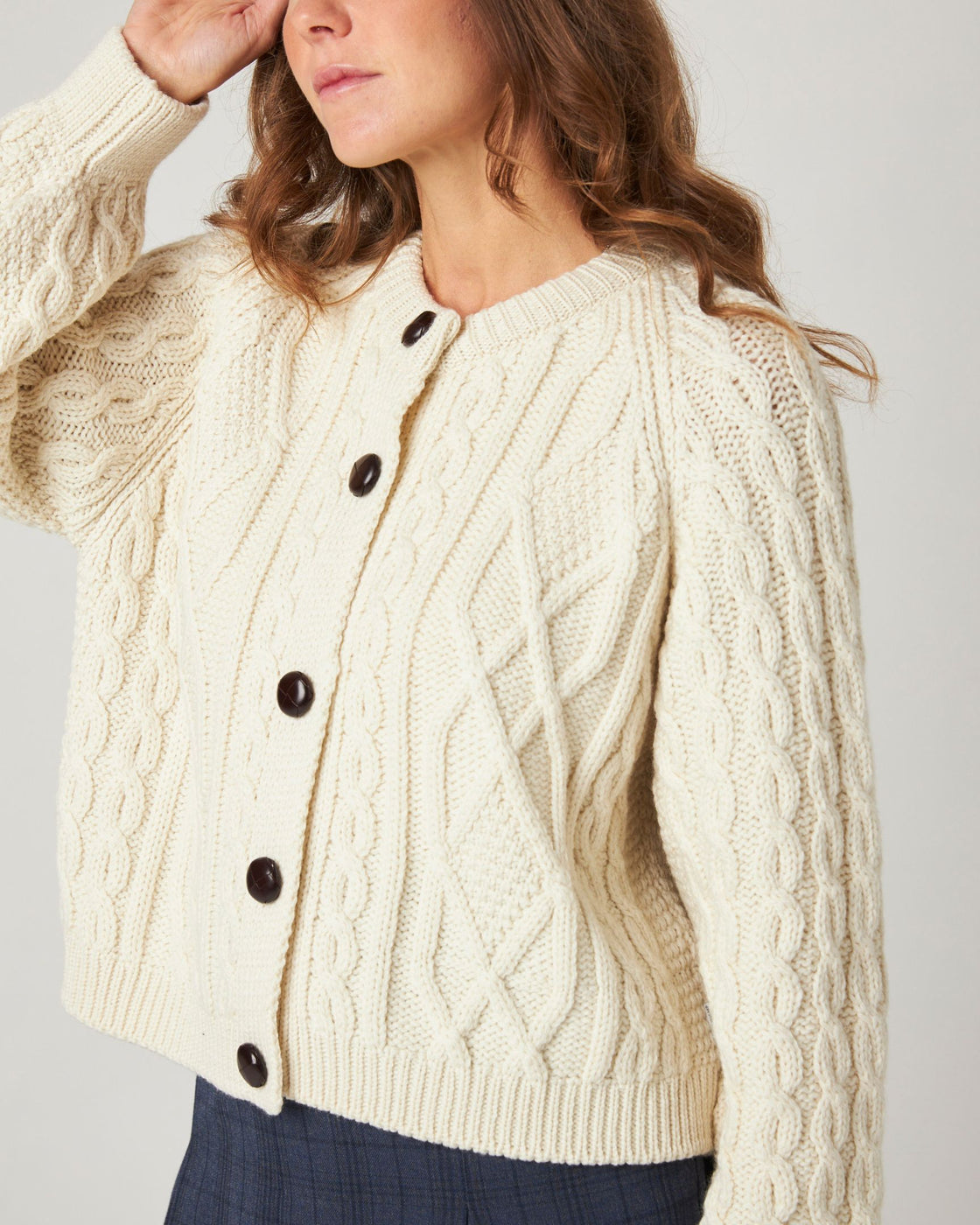 Beckett Cable Knit Cardigan - Ecru