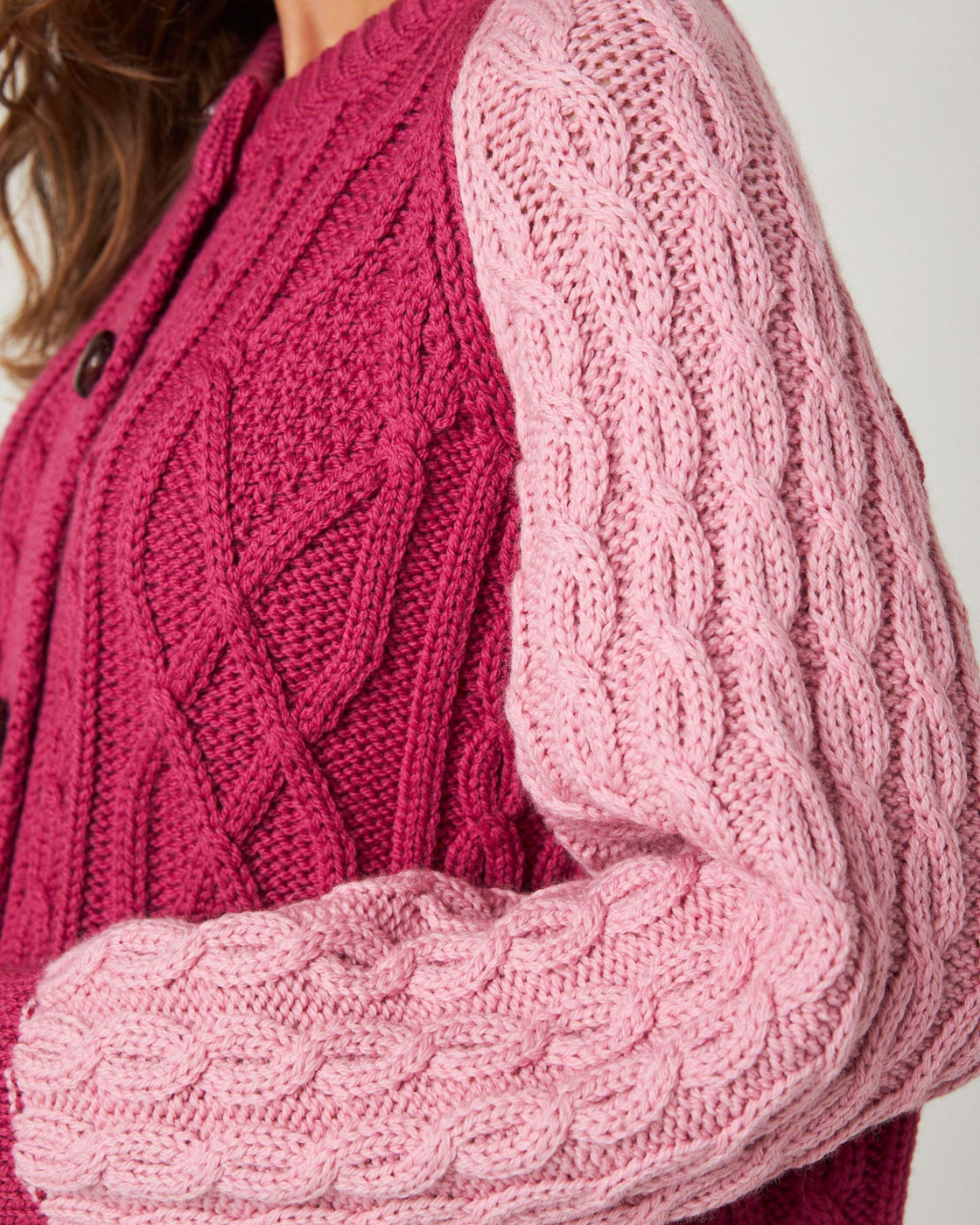 Beckett Cable Knit Cardigan - Fuchsia/Rose
