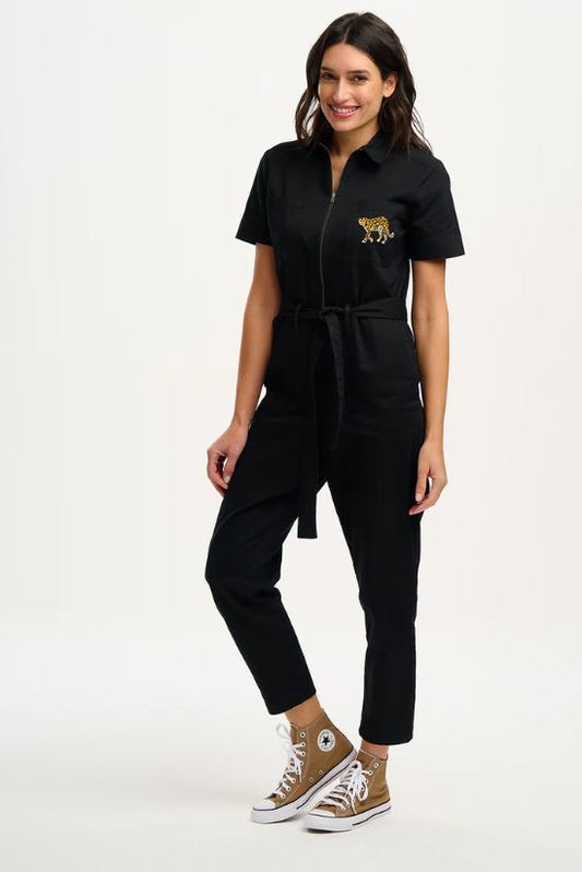 Billy Boilersuit - Black, Leopard pocket