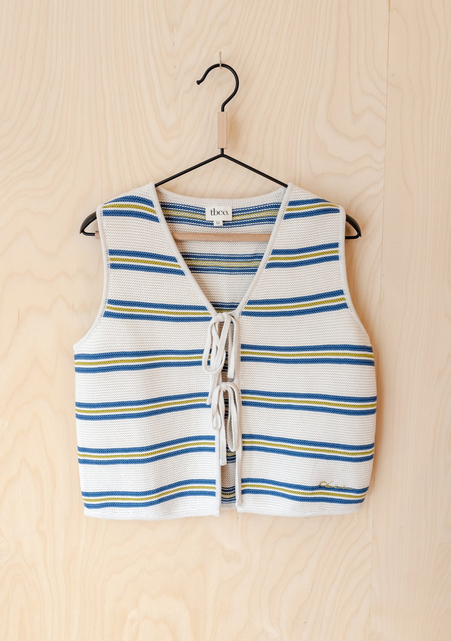 Cotton Knitted Vest - Blue Stripe