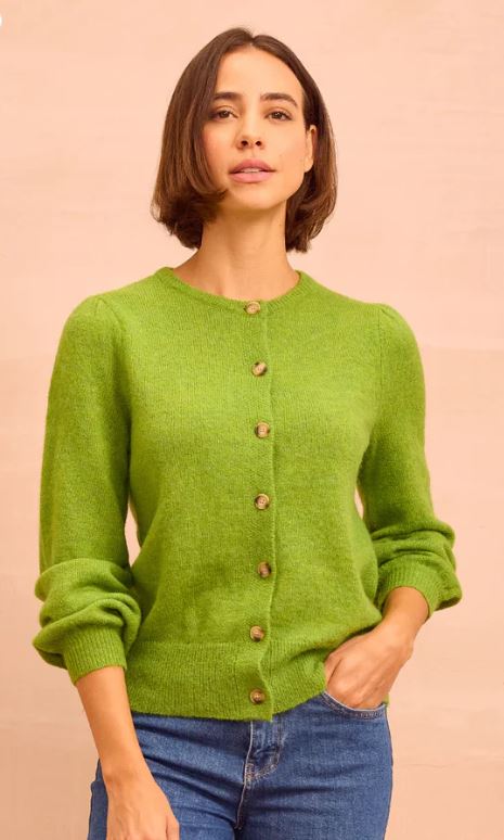 Warm apple green cardigan.