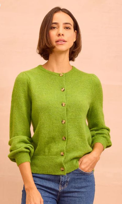 Warm apple green cardigan.