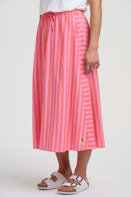 Chay Midi Skirt - Pink, Tropical Crush Stripe