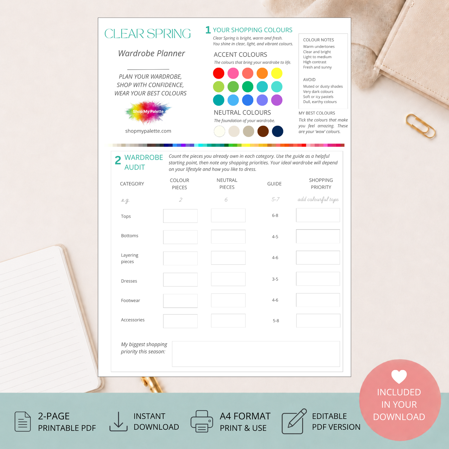 Clear Spring Wardrobe Planner PDF