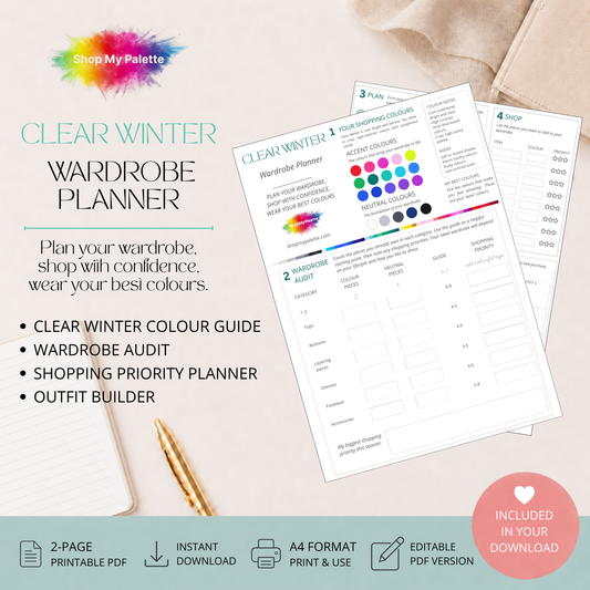 Clear Winter wardrobe planner digital download preview.