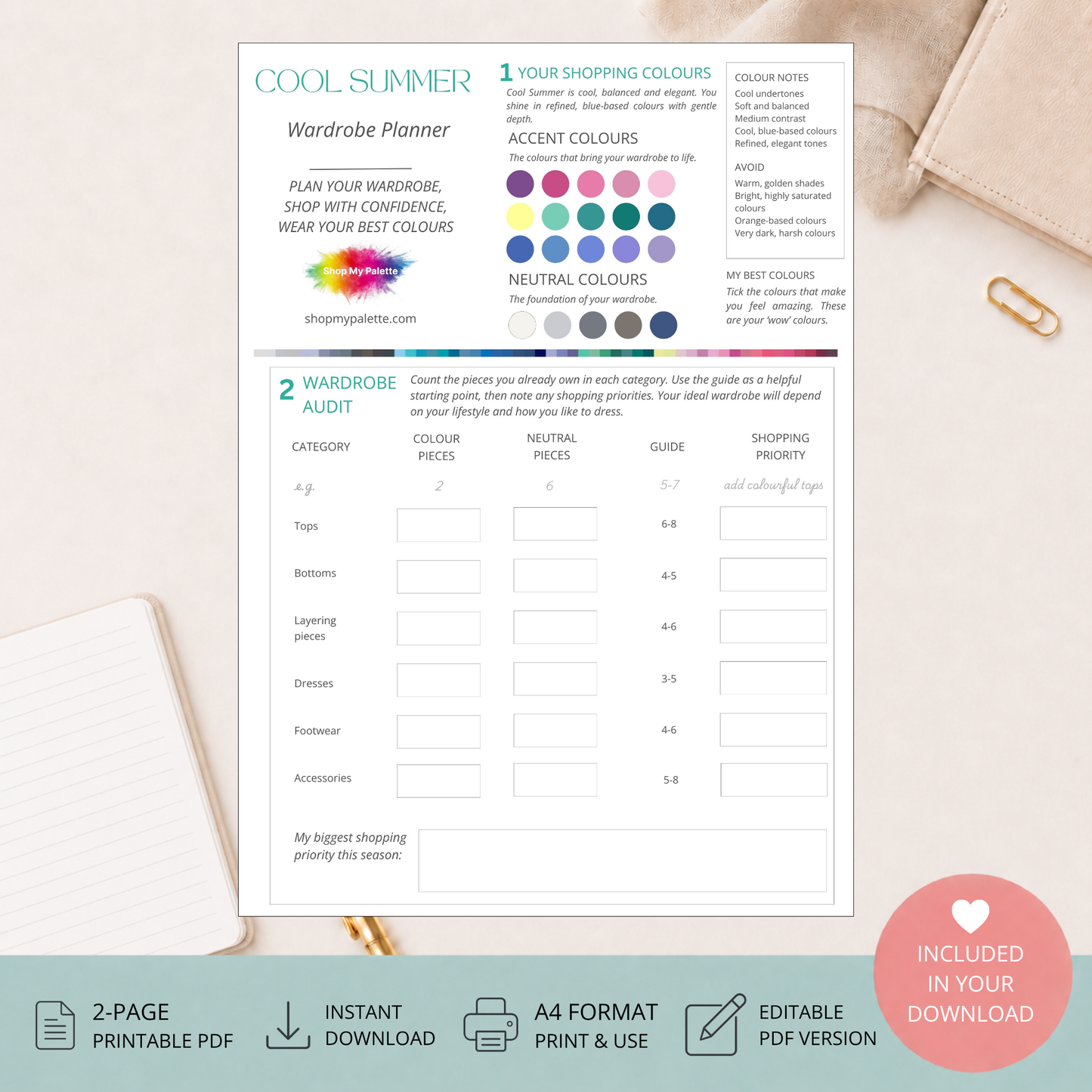 Cool Summer Wardrobe Planner PDF