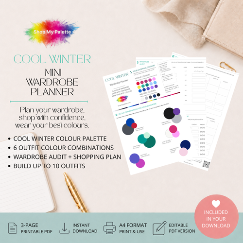 Cool Winter mini wardrobe planner pdf product preview.