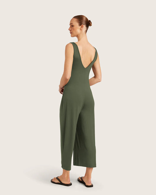 Bamboo Long Jumpsuit - Moss
