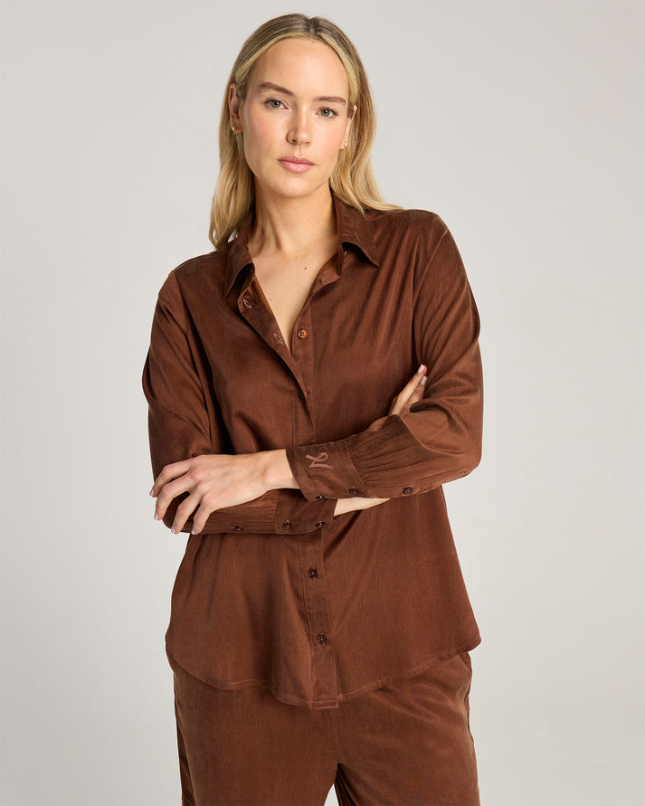 Eco-Luxe Midi Shirt - Cocoa