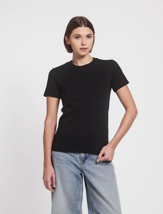 Lightweight Cotton fitted T-Shirt in Black- Organic