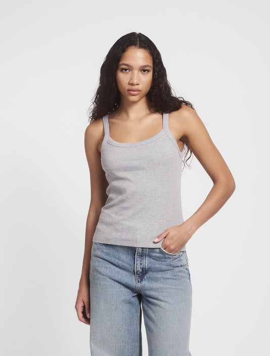 Classic Rib Cami Top in Grey Marl - Organic Cotton