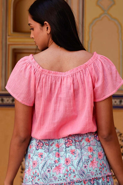 Ilana Frill Gauze Organic Cotton Top - Dark Pink