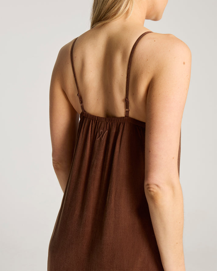 Eco-Luxe Maxi Slip Dress - Cocoa