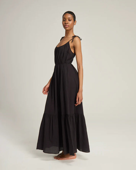 Black organic cotton nightdress by Nudea.