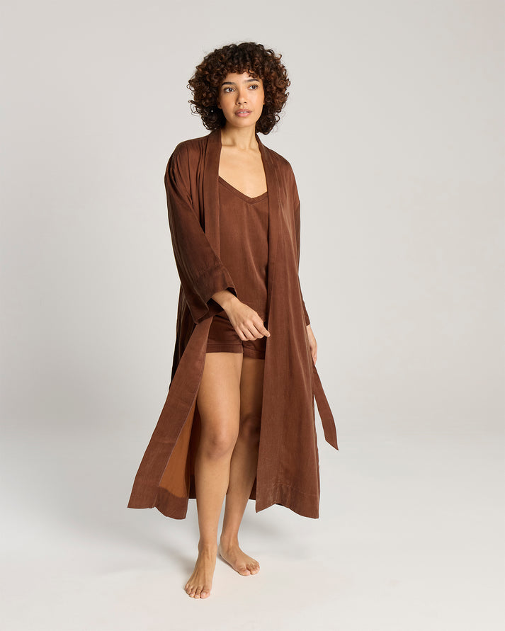Eco-Luxe Kimono Robe - Cocoa