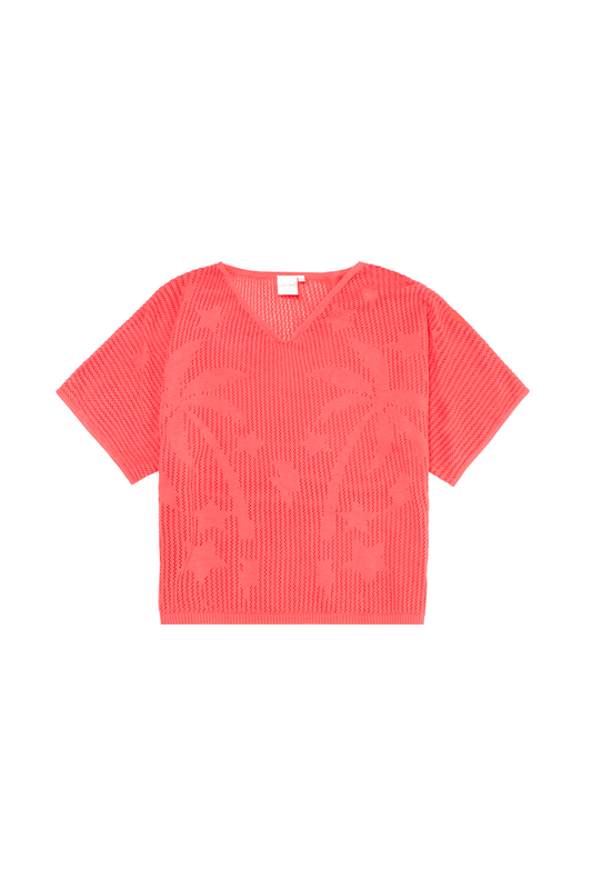 Cotton crochet coral knit jumper.