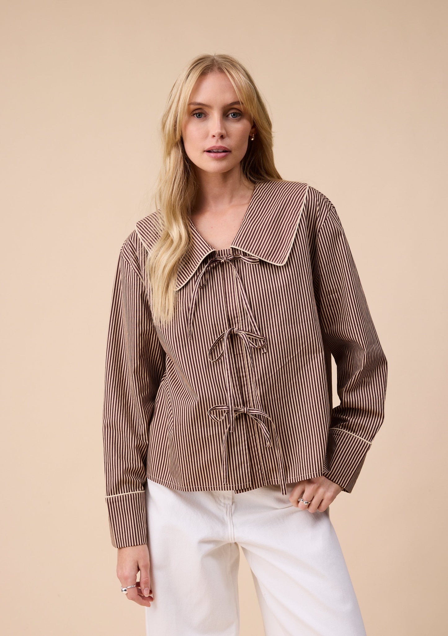 Cotton Shirt - Camel Stripe