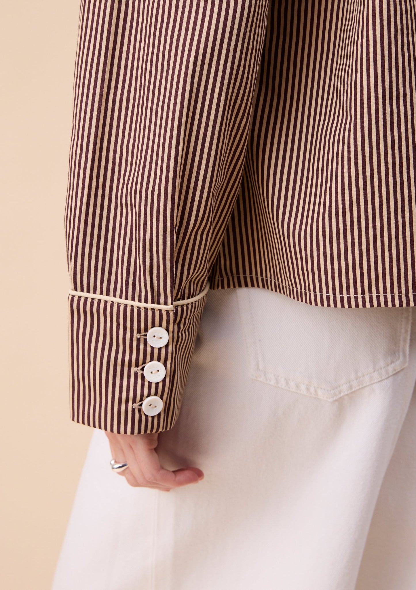 Cotton Shirt - Camel Stripe