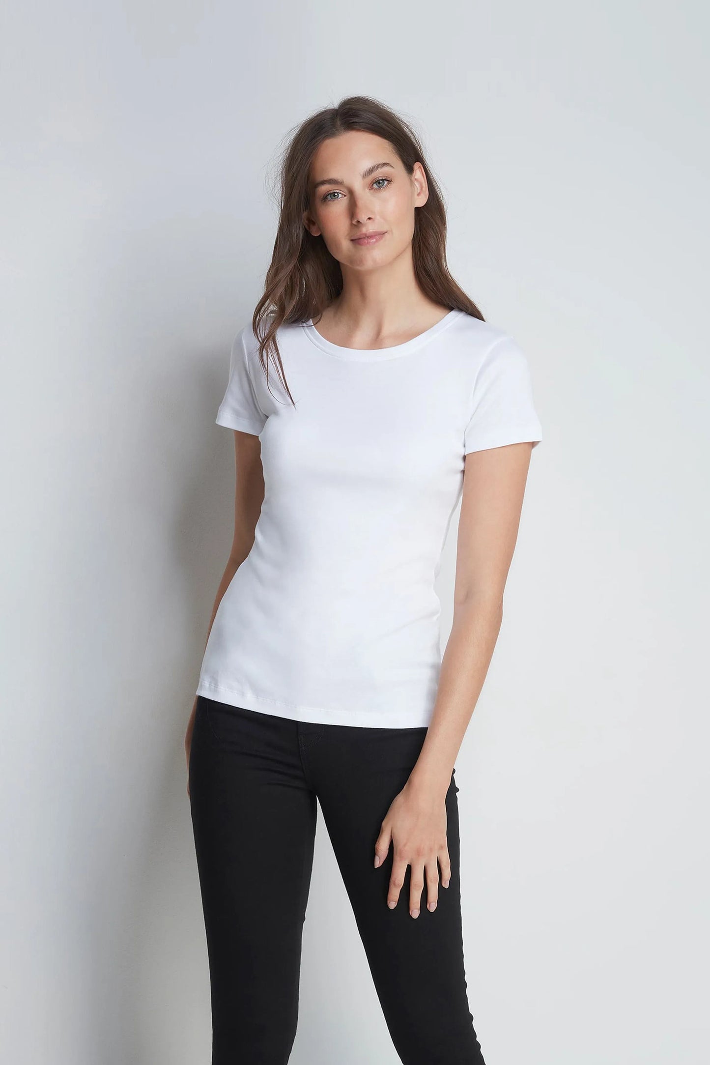 Short Sleeve Crew Neck Cotton Modal Blend T-shirt White
