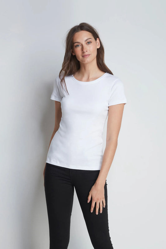 Short Sleeve Crew Neck Cotton Modal Blend T-shirt White
