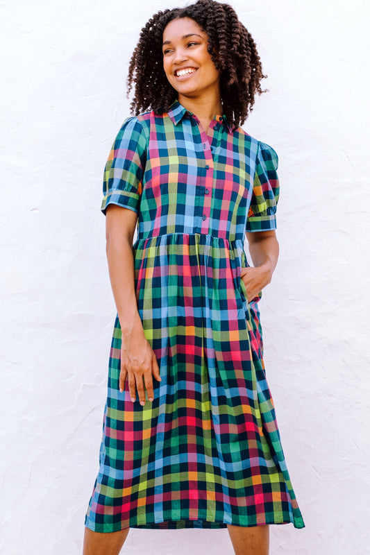 Willet Midi Smock Dress - Multi, Midnight Gingham