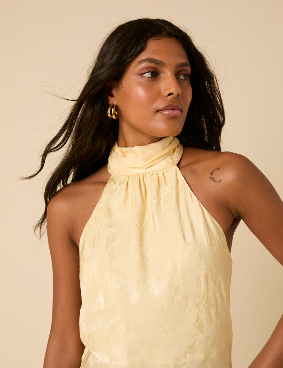 Butter Yellow Jacquard Fifi Maxi Dress