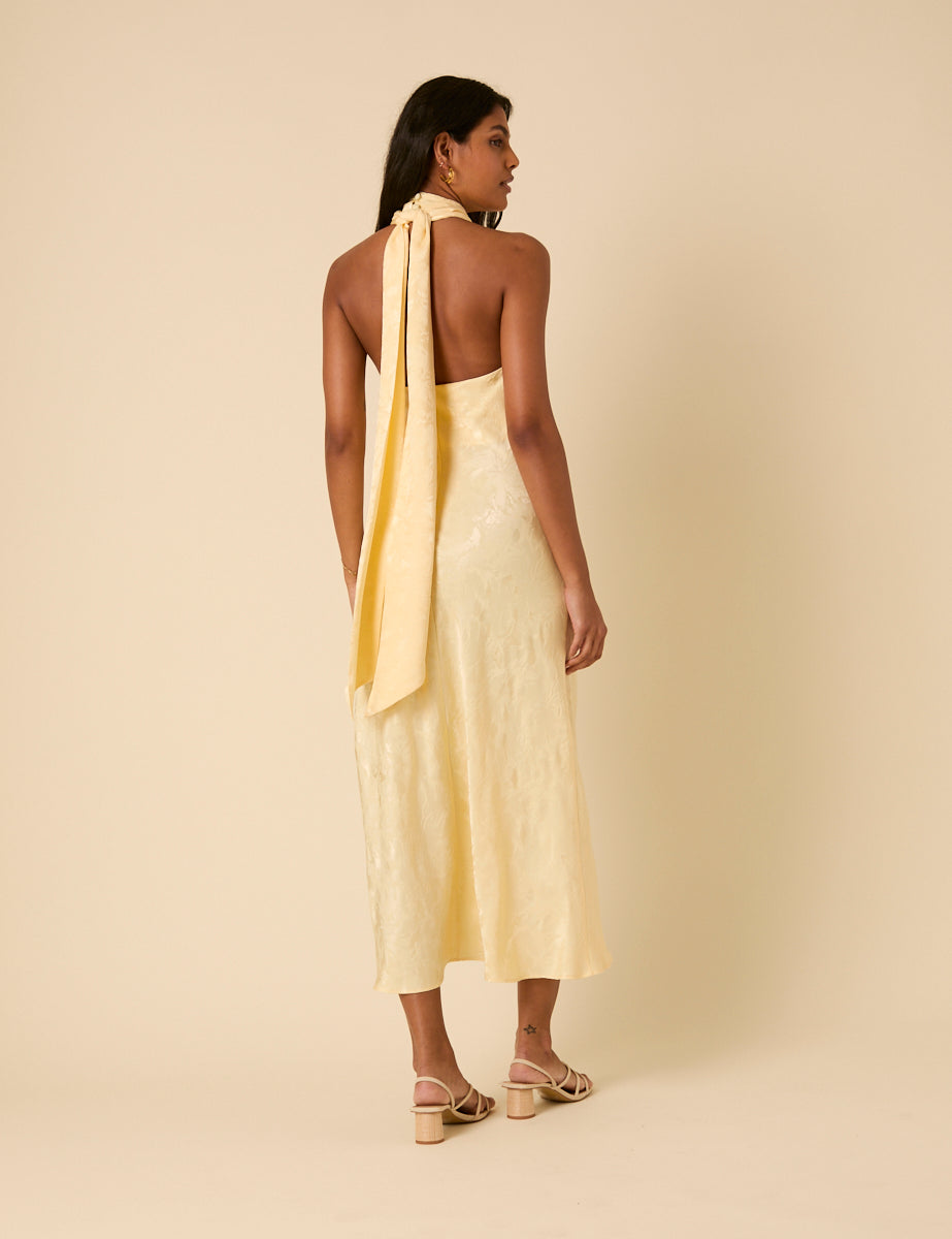 Butter Yellow Jacquard Fifi Maxi Dress