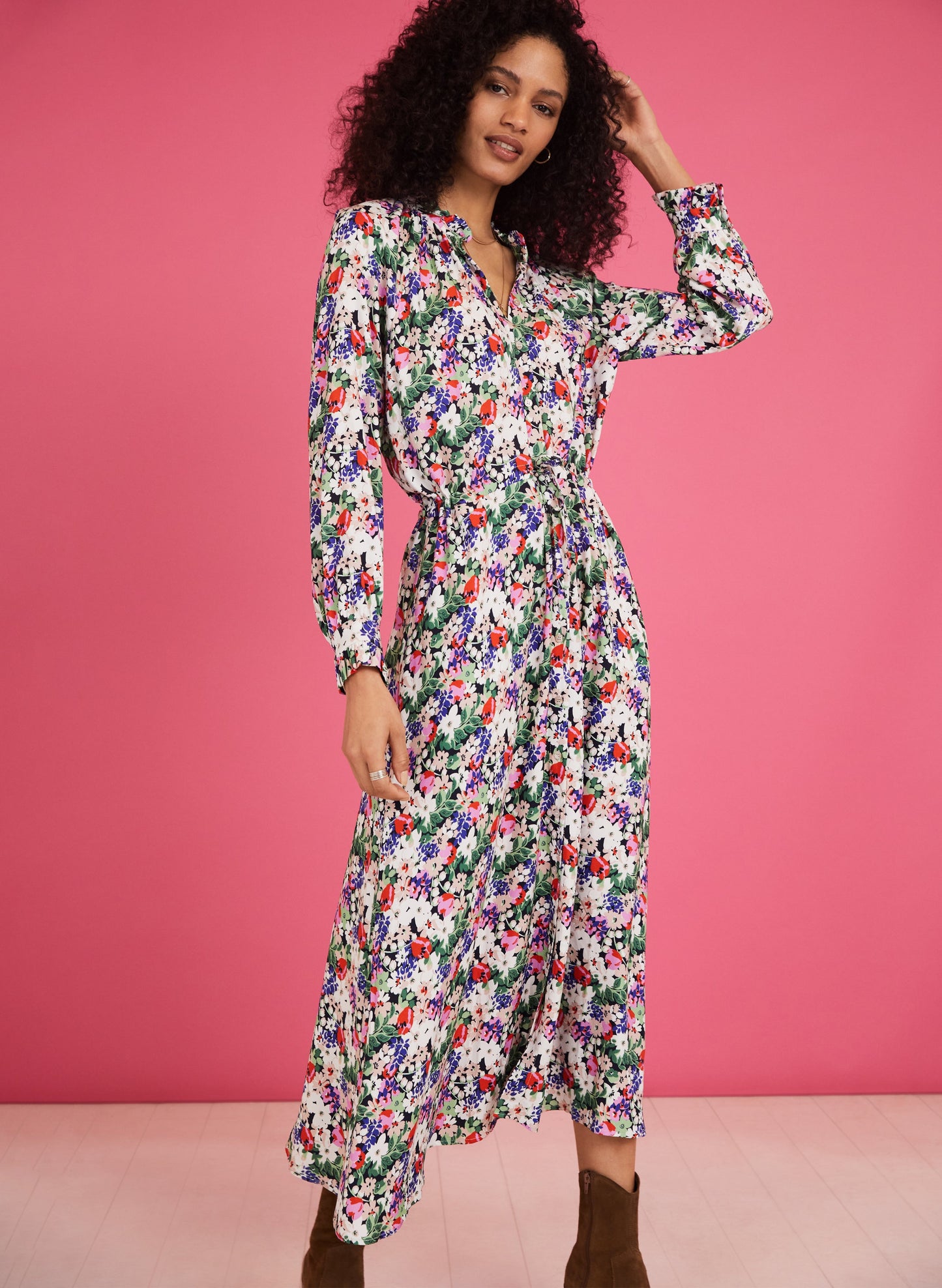 Luna Midi Dress / Pink Bloom