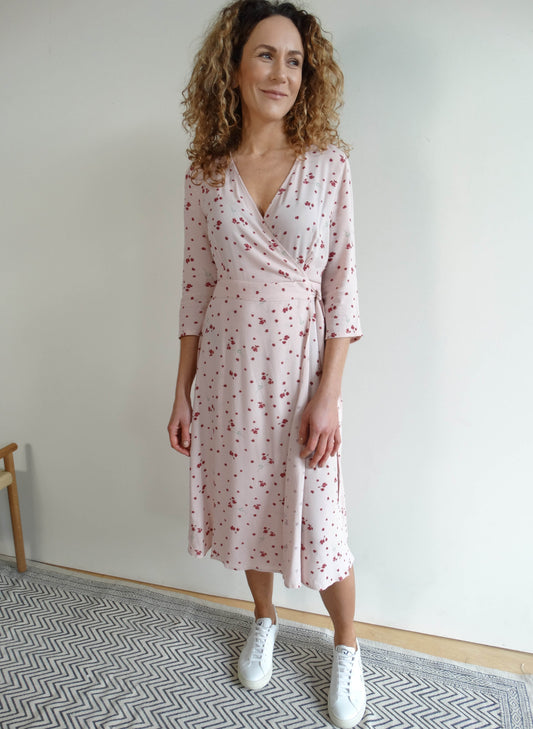 Adele Wrap Dress Blush Petal Print