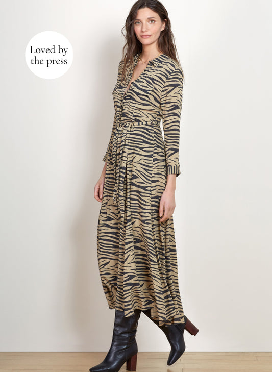 Zuri Shirt Dress Sand & Black Zebra