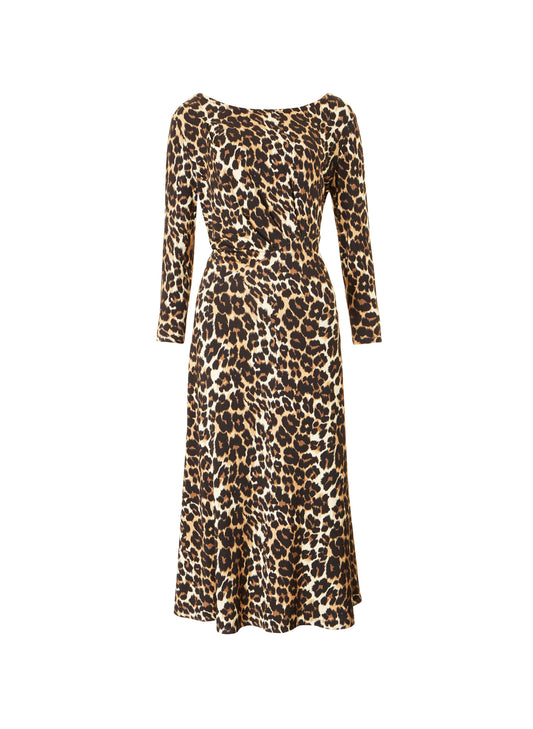 Abigail Pleat Dress Leopard Print