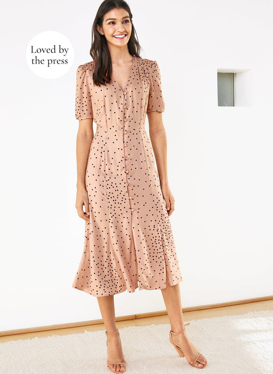 Casey Dress Light Peach Polka
