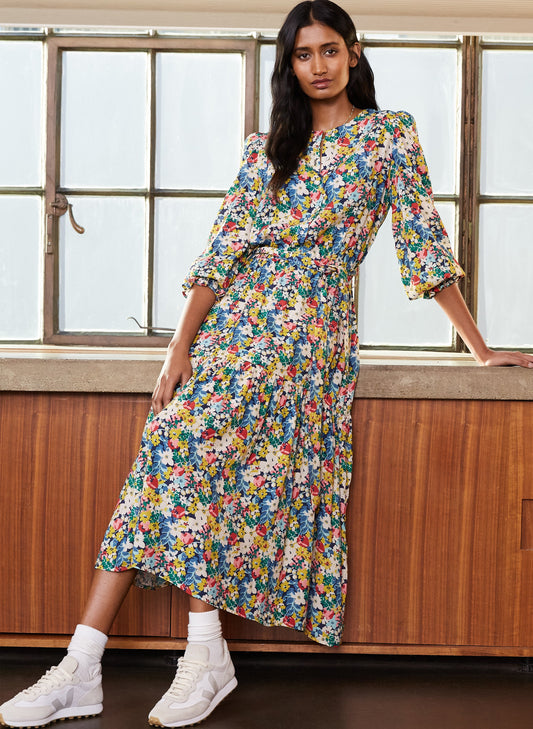 Eloisa Viscose Dress Blue Hero Bloom