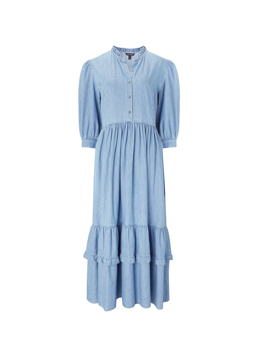 Alicia Organic Dress Light Indigo Wash