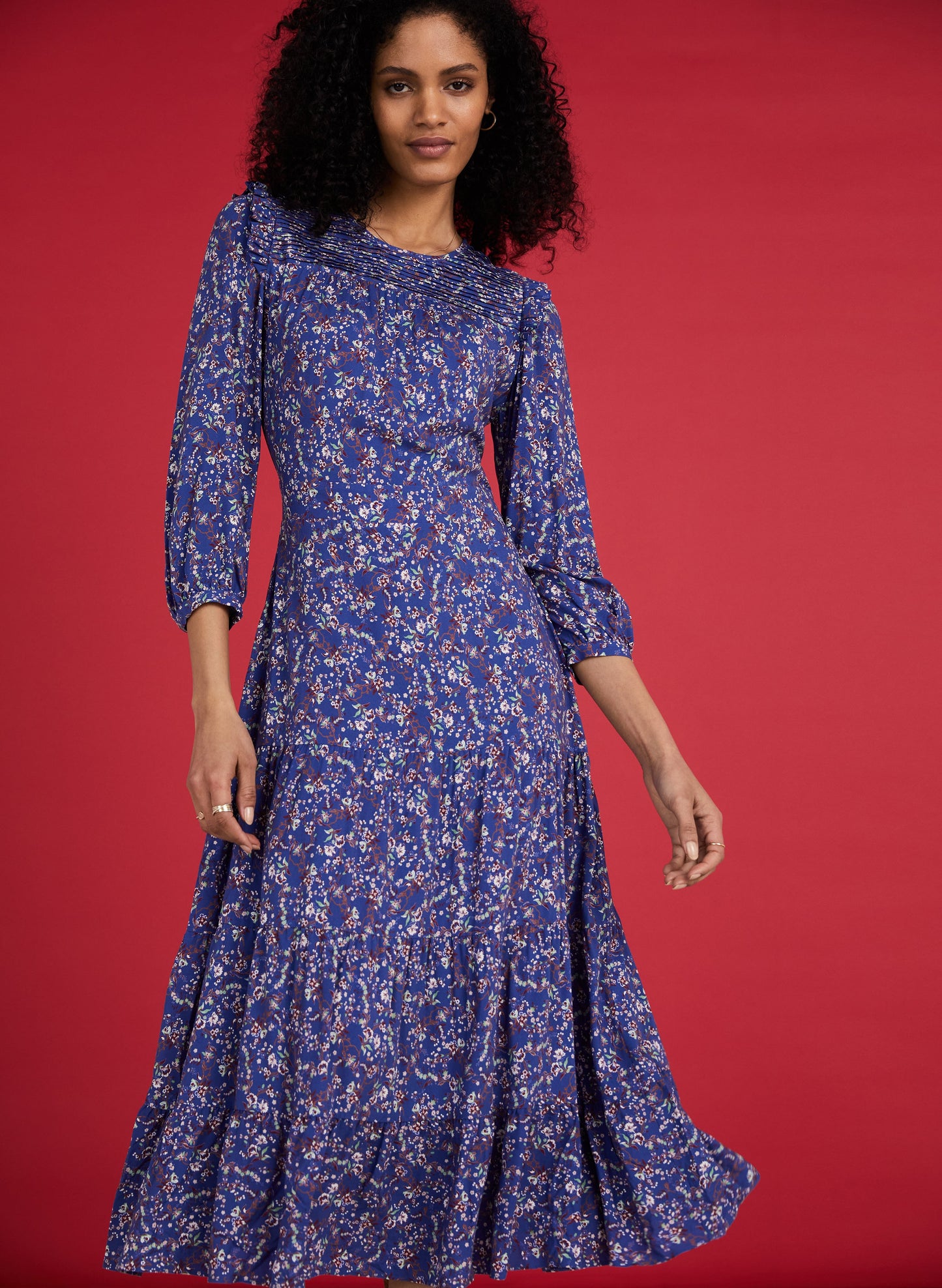 Cece Dress with Lenzing Ecovero Blue Vine Floral