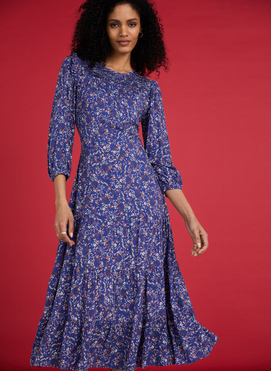 Cece Dress with Lenzing Ecovero Blue Vine Floral