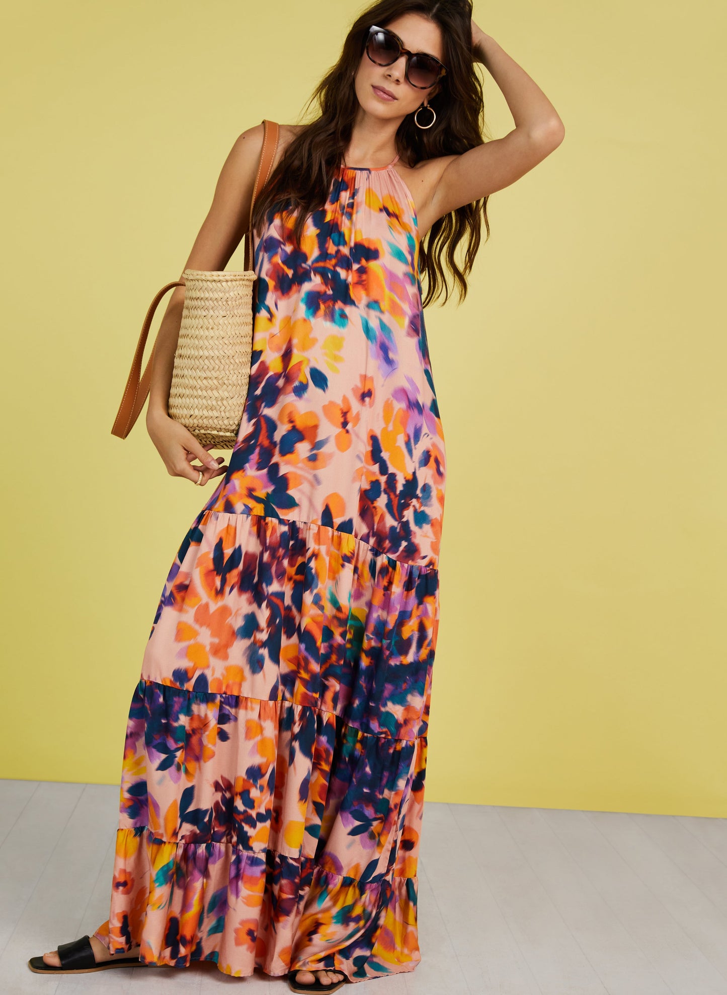 Everly Dress with LENZING™ ECOVERO™ Peach Floral Blur